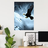 Aigle dans la montagne enneigée | AI Art Poster (Bureau à domicile)