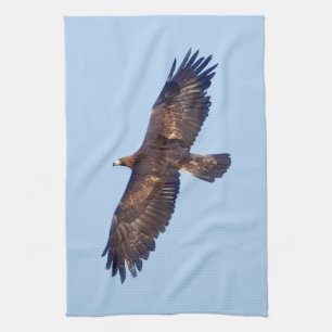 Aigle d'or dans la serviette de cuisine en vol