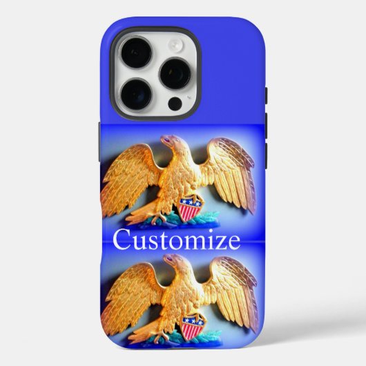 aigle d'or sur coque iphone bleu (Verso)