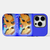 aigle d'or sur coque iphone bleu (Verso (horizontal))