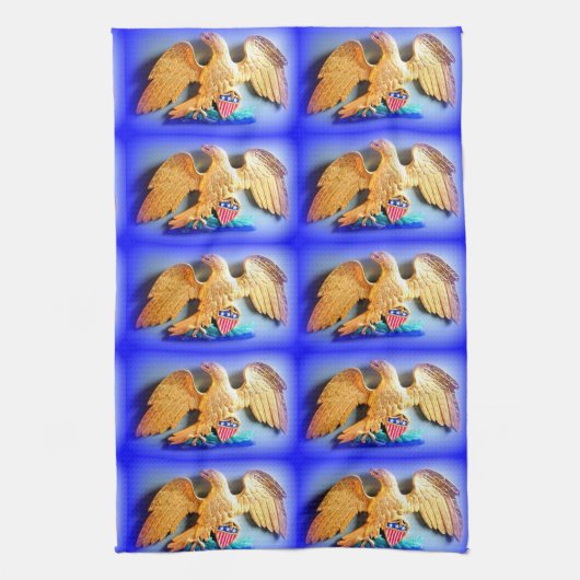 aigle doré bleu serviette de cuisine patriotique (Vertical)