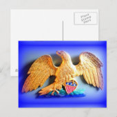 aigle doré sur carte postale bleue (Devant / Derrière)