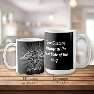 Aigle gris avec deux têtes de café Mug
