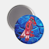 AIGLE HAIDA & Magnet d'art amérindien fractal bleu (Recto/Verso)