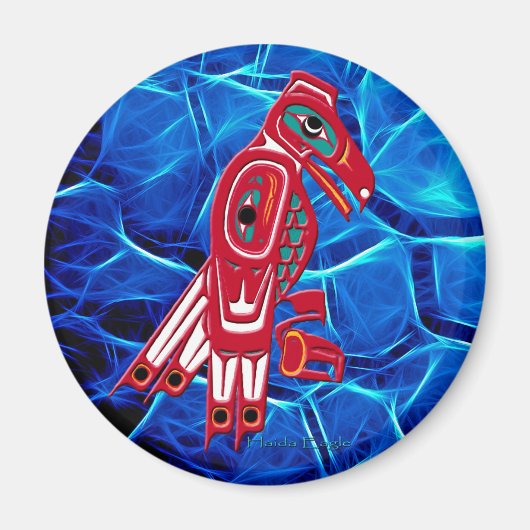 AIGLE HAIDA & Magnet d'art amérindien fractal bleu (Devant)