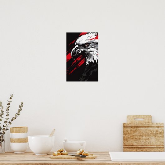 Aigle noir, rouge et blanc - affiche de style comi (Cuisine)