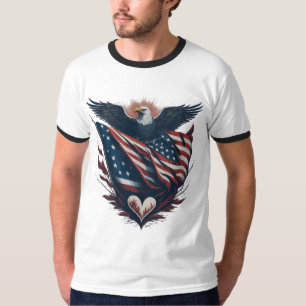 Aigle patriotique avec T-shirt American Flag