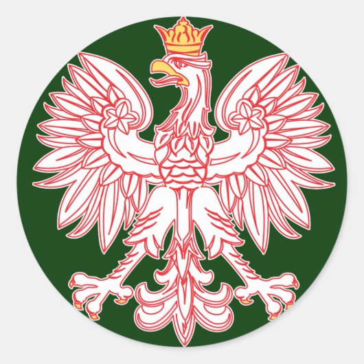 Aigle Polonais Énoncé Dans Sticker Rond Rouge (Devant)