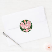 Aigle Polonais Énoncé Dans Sticker Rond Rouge (Enveloppe)