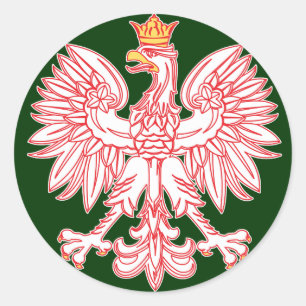 Aigle Polonais Énoncé Dans Sticker Rond Rouge