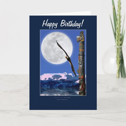 Aigle, Totem Pole & Super Moon Anniversaire Cartes (Devant)