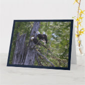 Aigles accrochant la carte de voeux pliée (Fleur jaune)