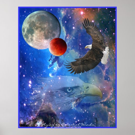 Aigles chauves, Espace, Planètes, Galaxies Poster  (Devant)