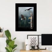 Aigles, Forêt et Haida Totem Art Poster (Bureau à domicile)