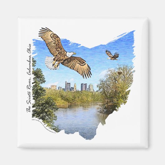 Aigles Scioto River Columbus Ohio Magnet (Devant)
