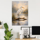 Aigrette de Stillwater | Faune côtière | Affiche (Bureau à domicile)
