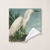 Aigrette neigeuse d'Audubon oiseau Héron blanc orn (Gant de toilette)