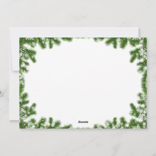 Aiguilles de pin neigeux Joyeux Carte photo de vac (Dos)