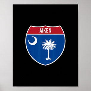 Aiken South Carolina Vlag Snelweg Interstate Bord Poster