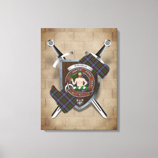 Aikenhead Clan Badge Crossed Swords Canvas Print (Voorkant)