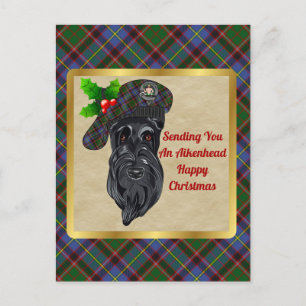 Aikenhead Clan Badge & Tartan Kerstmis Briefkaart