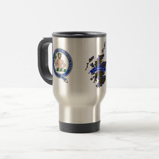 Aikenhead Clan Badge & Tartan Travel Mug (Devant gauche)