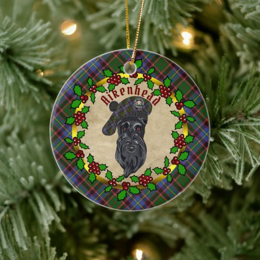 Aikenhead Scottie Dog kerstkeramisch Ornament (Boom)