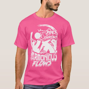 Aikido Aikidoka speldjes gooit en harmonieuze stro T-shirt