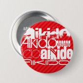 Aikido; Scarlet Red Stripes Ronde Button 7,6 Cm (Voorkant /achterkant)
