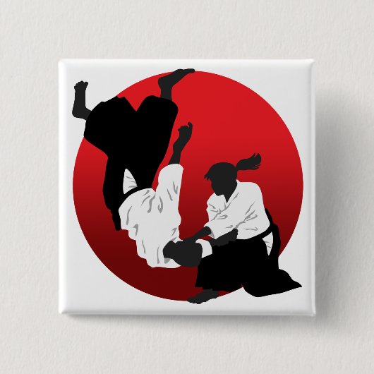 Aikido Vierkante Button 5,1 Cm (Voorkant)
