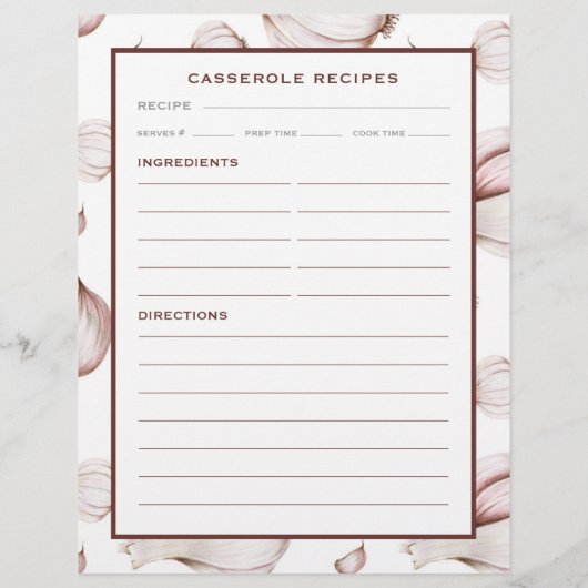 Ail | Blanc simple | Page Recette Casserole (Dos)