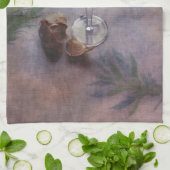 Ail, vin et serviette de cuisine de Mojo d'herbes (Plié)