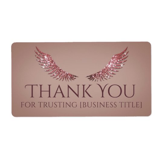 Aile de cils scintillants gris rose Étiquette saum (Devant)