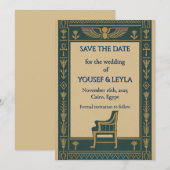 Aile égyptienne de scarabée Trône Or Save the Date (Devant / Derrière)