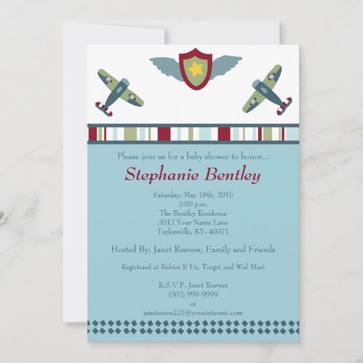 Ailes 5x7 Avion Invitation (Devant)