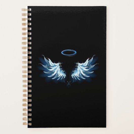Ailes d'angle brillant bleu sur arrière - plan noi (Devant)