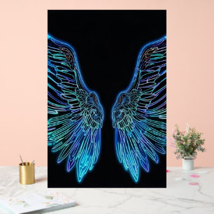 Ailes d'angle noires et bleues au néon