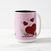 Ailes De L'Amour Rouge Logo Café Rose Mug (Devant droit)