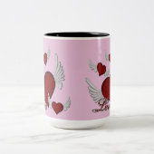 Ailes De L'Amour Rouge Logo Café Rose Mug (Centre)