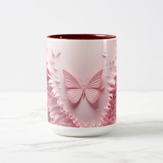 Ailes délicates : Mug Symphonie Papillon 3D Rose (Centre)
