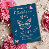 Ailes papillon 1er anniversaire invitation couleur