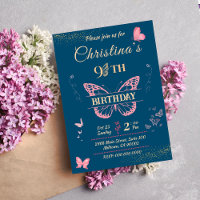 Ailes papillon 9e anniversaire invitation couleur