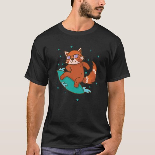 Ailuridae surfing Bear Cat lesser Panda T-shirt (Voorkant)