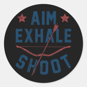 Aim Exhale Shoot Archery Bow Arrow geeft Archer Ronde Sticker