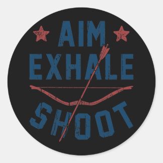 Aim Exhale Shoot Archery Bow Arrow geeft Archer Ronde Sticker