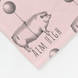 Aim High Cute Pig and Balloon Inspirational Fleece Deken