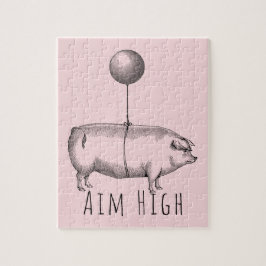 Aim High Cute Pig and Balloon Inspirational Legpuzzel