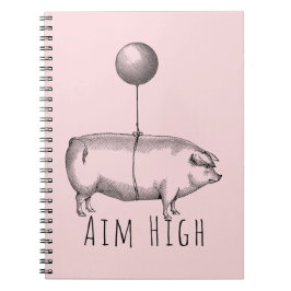Aim High Cute Pig and Balloon Inspirational Notitieboek
