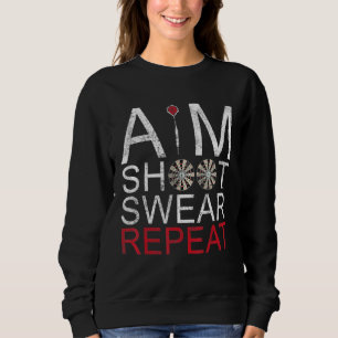 Aim Shoot Swear Herhaal Darts Retro Trui
