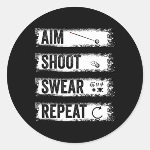 AIM Shoot Swear Herhaal Grappige Biljart 8-ball Po Ronde Sticker